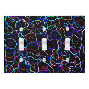 Neon Multicolor Curvy Lines Light Switch Cover