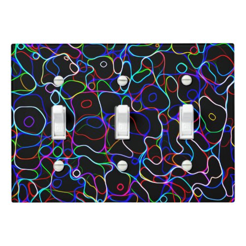 Neon Multicolor Curvy Lines Light Switch Cover