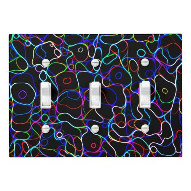 Neon Multicolor Curvy Lines Light Switch Cover (In Situ)
