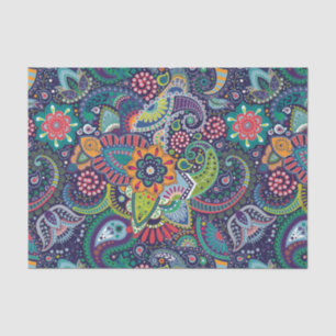 Neon Multicolor floral Paisley pattern Tissue Paper