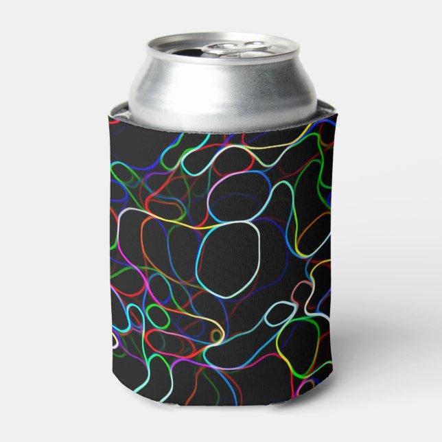 Neon Multicolor Lines Can Cooler (Can Front)