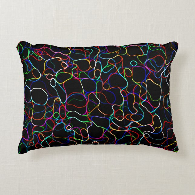 Neon Multicolor Lines Decorative Pillow (Front)