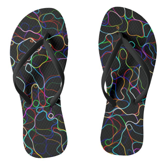Neon Multicolor Lines Flip Flops (Footbed)