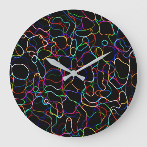 Neon Multicolor Lines Large Clock