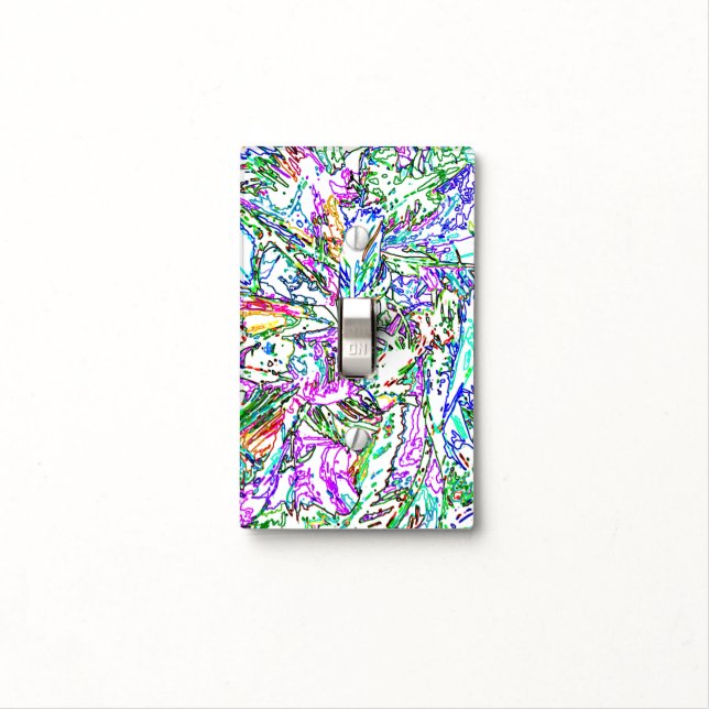Neon Multicolor Lines Light Switch Cover (In Situ)