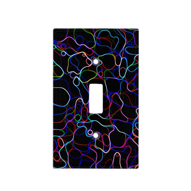 Neon Multicolor Lines Light Switch Cover (Front)