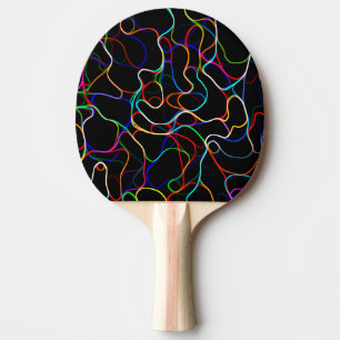 Neon Multicolor Lines Ping-Pong Paddle