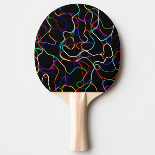 Neon Multicolor Lines Ping_Pong Paddle