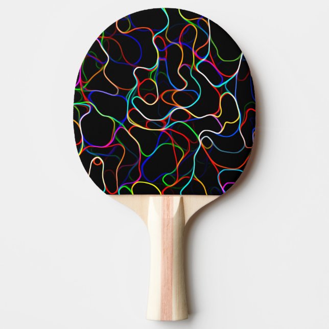 Neon Multicolor Lines Ping-Pong Paddle (Front)