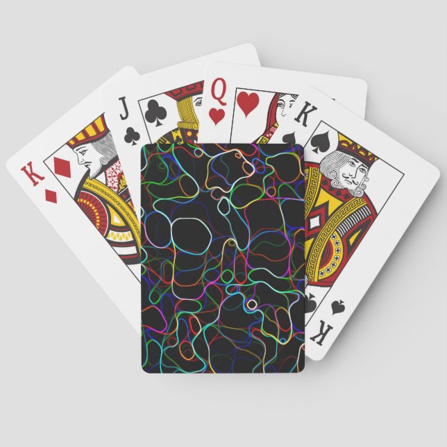 Neon Multicolor Lines Poker Cards (Back)
