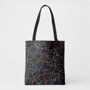 Neon Multicolor Lines Tote Bag
