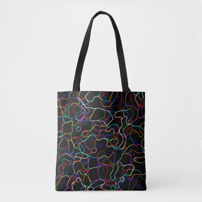 Neon Multicolor Lines Tote Bag (Front)