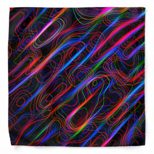 Neon Multicolored Curved Lines Bandana