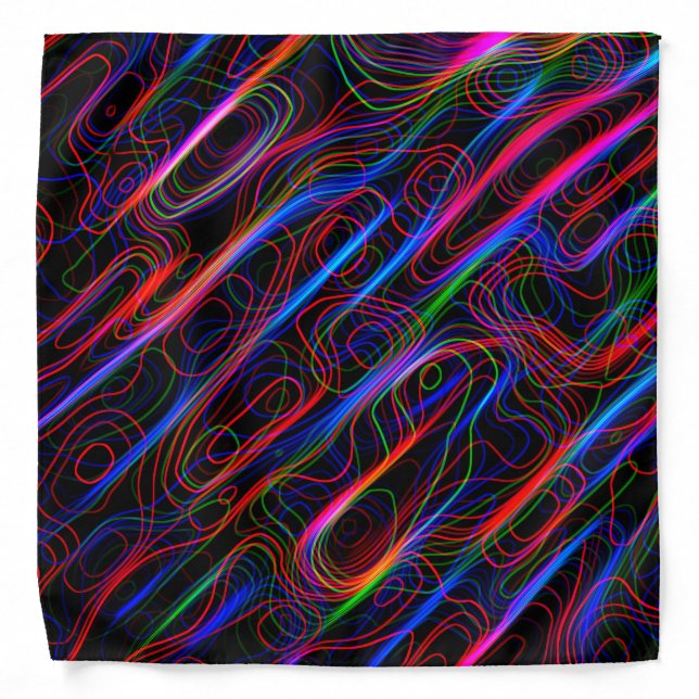 Neon Multicolored Curved Lines Bandana (Front)
