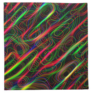 Neon Multicolored Curved Lines Cloth Napkin