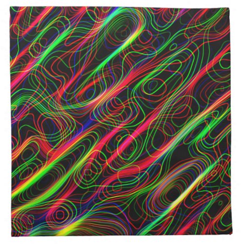 Neon Multicolored Curved Lines Cloth Napkin