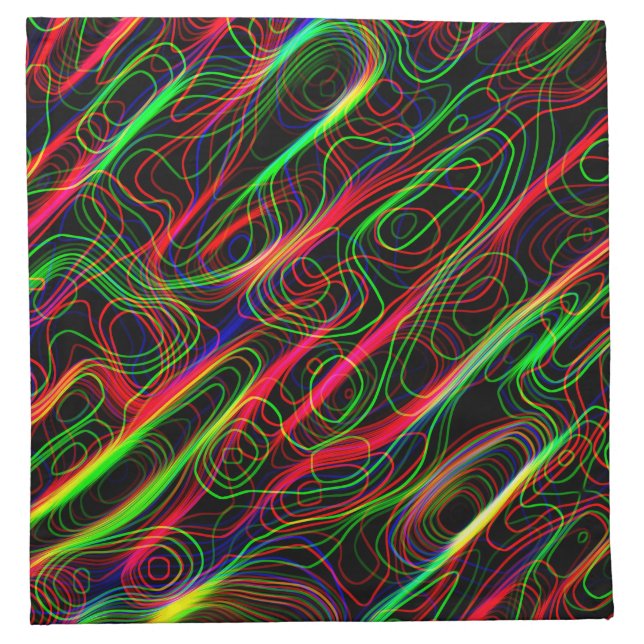 Neon Multicolored Curved Lines Cloth Napkin (Front)