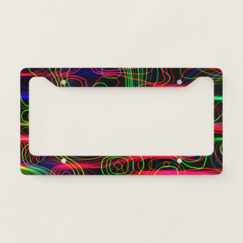 Neon Multicolored Curved Lines  License Plate Frame