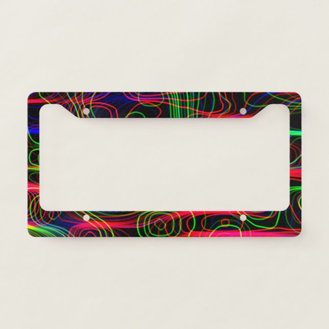 Neon Multicolored Curved Lines  License Plate Frame (Front)