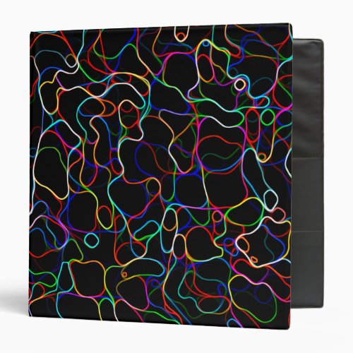Neon Multicolored Curvy Line Pattern _COOL  3 Ring Binder