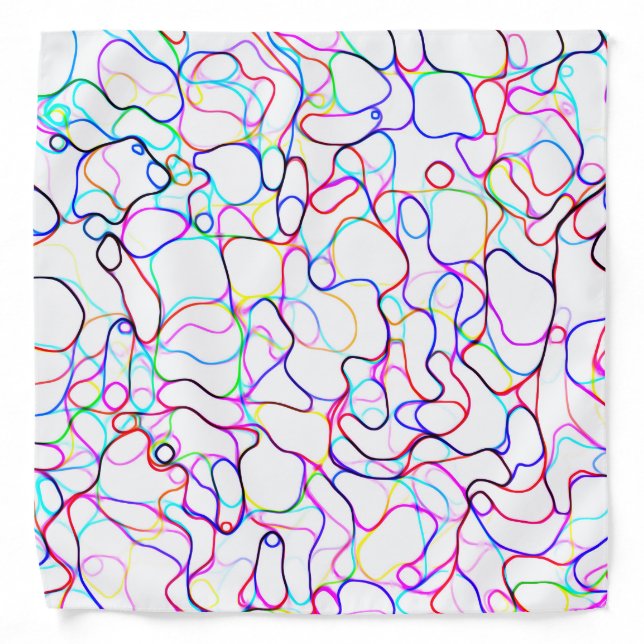 Neon Multicolored Curvy Line Pattern -COOL Bandana (Front)