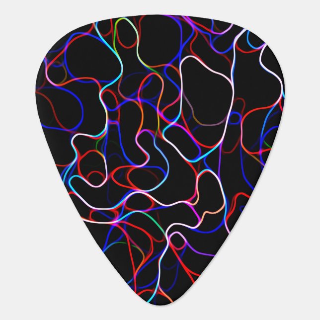 Neon Multicolored Curvy Line Pattern -COOL Guitar Pick (Front)