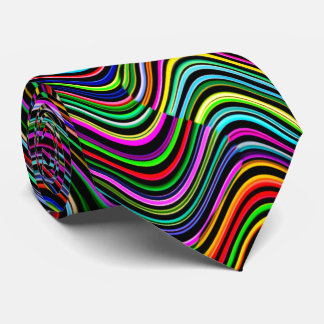 Neon Multicolored Curvy Line Pattern -COOL Neck Tie