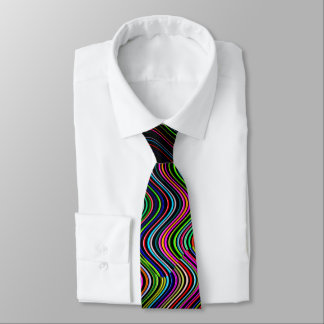 Neon Multicolored Curvy Line Pattern -COOL Neck Tie