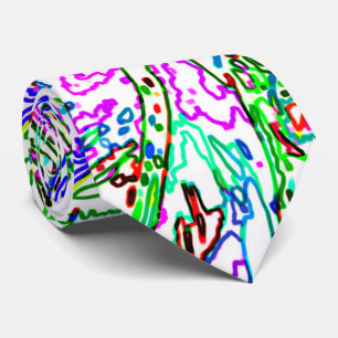 Neon Multicolored Curvy Line Pattern -COOL Neck Tie