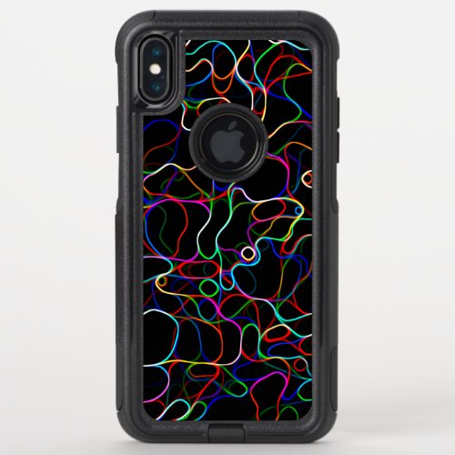 Neon Multicolored Curvy Line Pattern _COOL OtterBox Commuter iPhone XS Max Case