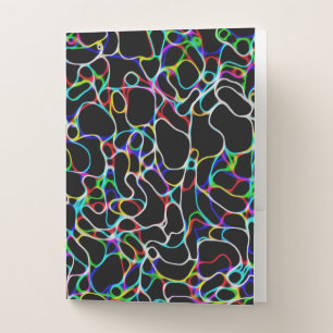 Neon Multicolored Curvy Line Pattern -COOL Pocket Folder