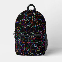 Neon Multicolored Curvy Line Pattern -COOL Printed Backpack