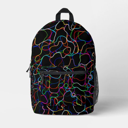 Neon Multicolored Curvy Line Pattern _COOL Printed Backpack