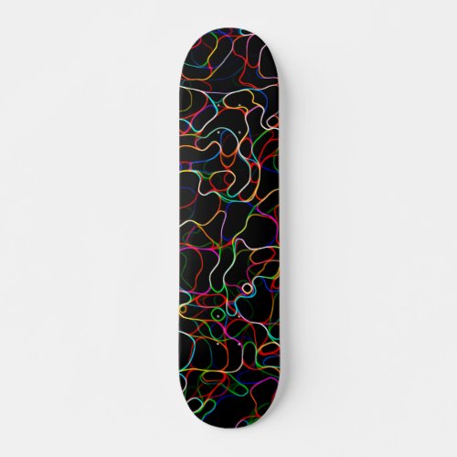 Neon Multicolored Curvy Line Pattern _COOL Skateboard
