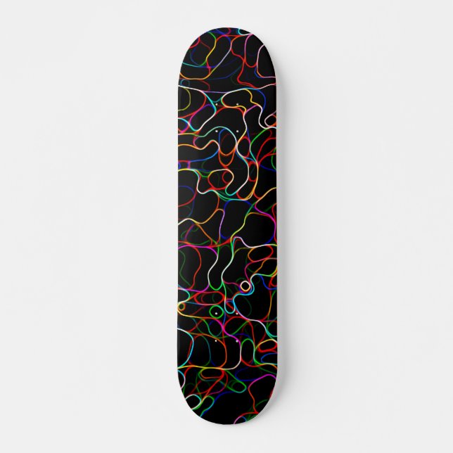 Neon Multicolored Curvy Line Pattern -COOL Skateboard (Front)