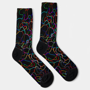 Neon Multicolored Curvy Line Pattern -COOL Socks