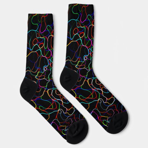 Neon Multicolored Curvy Line Pattern _COOL Socks