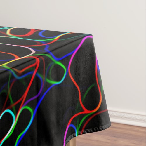 Neon Multicolored Curvy Line Pattern _COOL Tablecloth