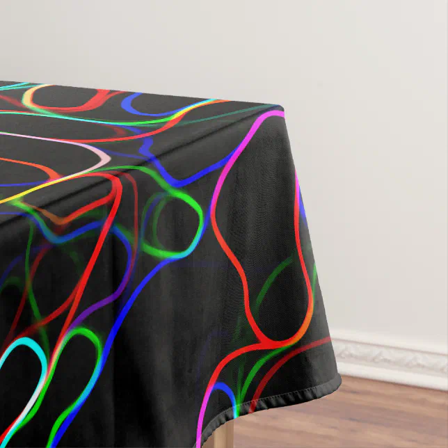 Neon Multicolored Curvy Line Pattern -COOL Tablecloth | Zazzle