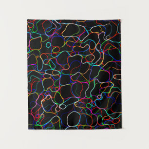 Neon Multicolored Curvy Line Pattern -COOL Tapestry