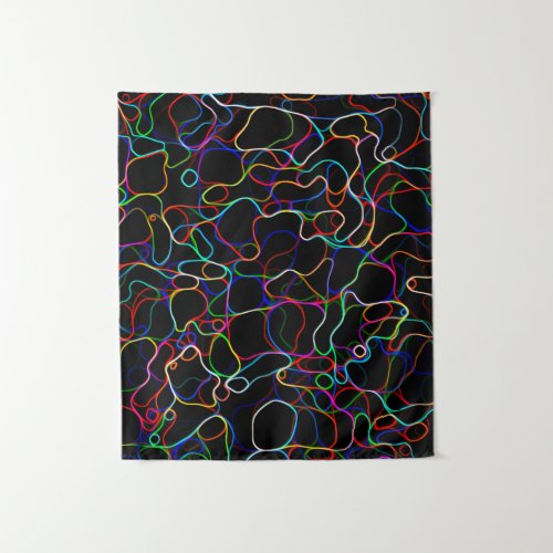 Neon Multicolored Curvy Line Pattern _COOL Tapestry