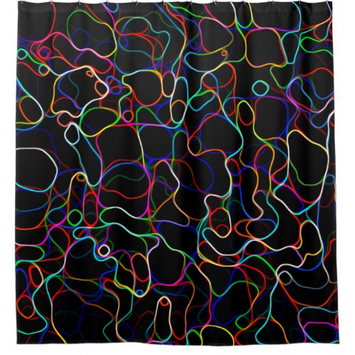 Neon Multicolored Curvy Lines Shower Curtain