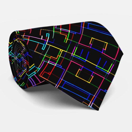 Neon Multicolored Line Pattern _COOL Neck Tie