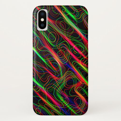 Neon Multicolored Lines iPhone X Case