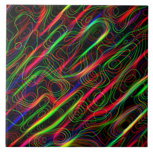 Neon Multicolored Lines Ceramic Tile