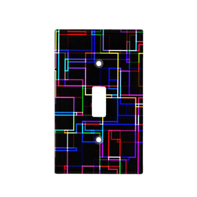 Neon Multicolored Stripe Line Pattern -COOL Light Switch Cover (Front)