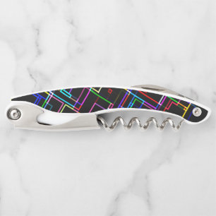 Neon Multicolored Stripe Line Pattern -COOL Waiter's Corkscrew
