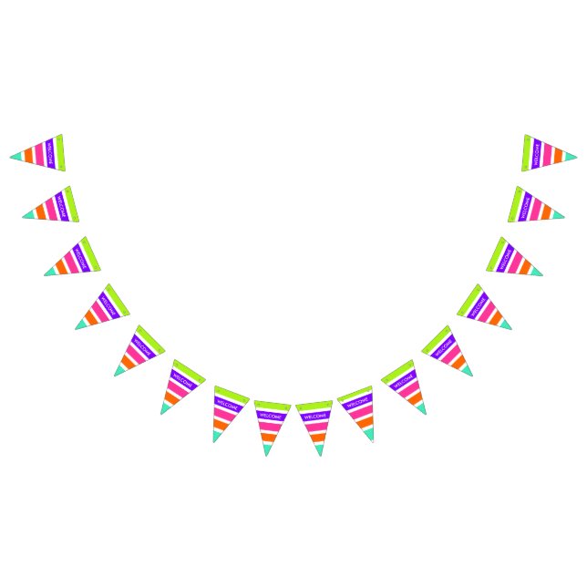Neon Multicolored Stripes + your ideas Bunting Flags (All)