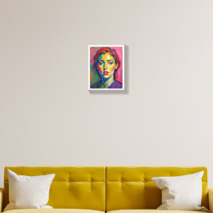 Neon Muse – Contemporary Pop Art Poster Design Canvas Photo Tile