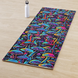 Neon Mushroom Vibes - Bioluminescent Groove Yoga Mat